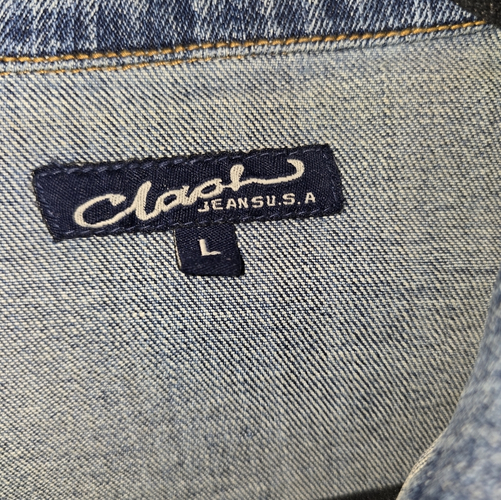 Flower Embroidered Cropped Denim Jacket Size:L - Picture 7 of 11